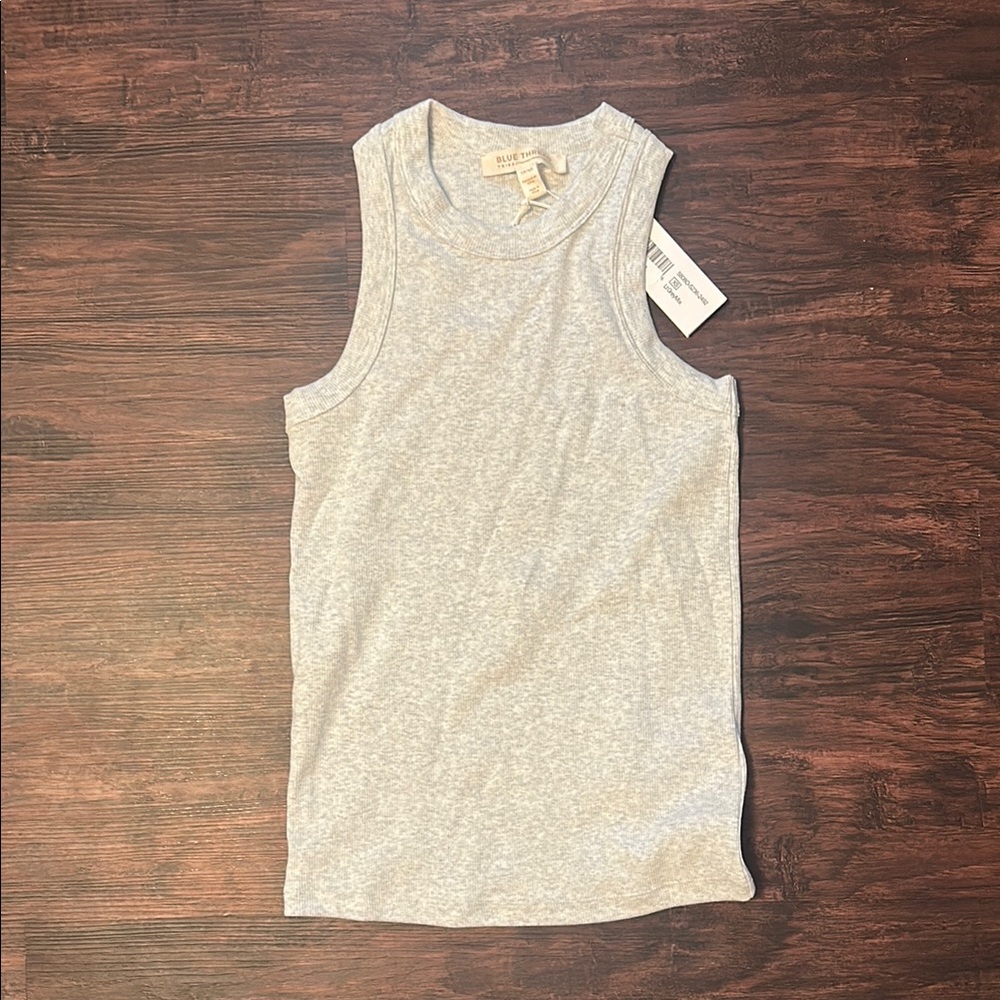 Blue Thread fitted Gray Sleeveless Tank Top